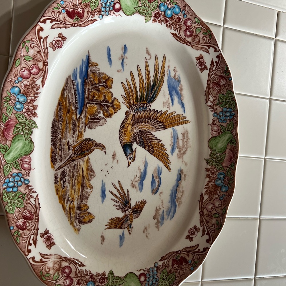 Brown and Blue Ornate Serveware Platter